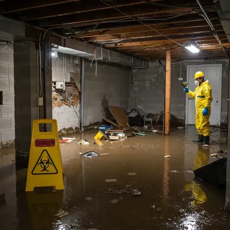 Flooded Basement Electrical Hazard in Bridgeport, MI Property